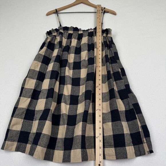 Grade & Gather Dress Womens Small Navy Buffalo Check Linen Beachy Boho Coastal - Picture 15 of 15
